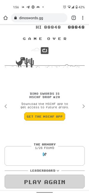 Игровое приложение Google Chrome Dino