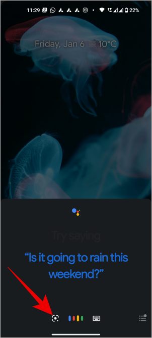 Значок Google Lens в Google Assistant