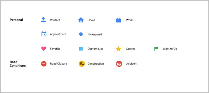 Значки Google Maps, обозначающие места