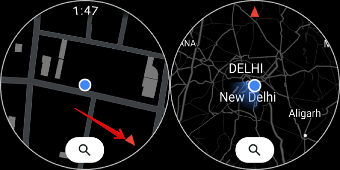 Использование режима просмотра карты Google Maps на Galaxy Watch