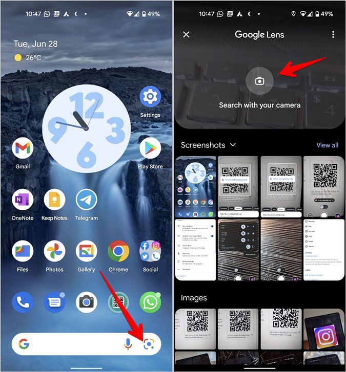 Линза виджета поиска Google Pixel