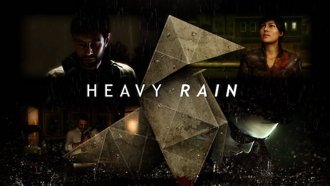 Heavy Rain PS4 — низкополигональный лебедь спереди и два главных героя сзади. Третий злодей тоже скрывается.