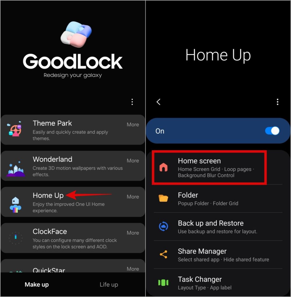 Home Up Модуль Good Lock на телефоне Samsung