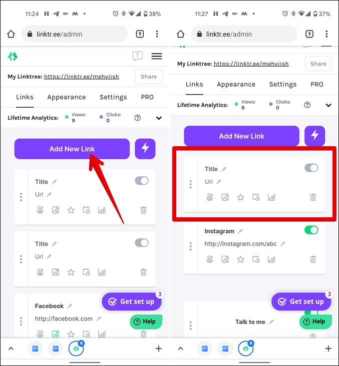 Linktree Добавить новую ссылку