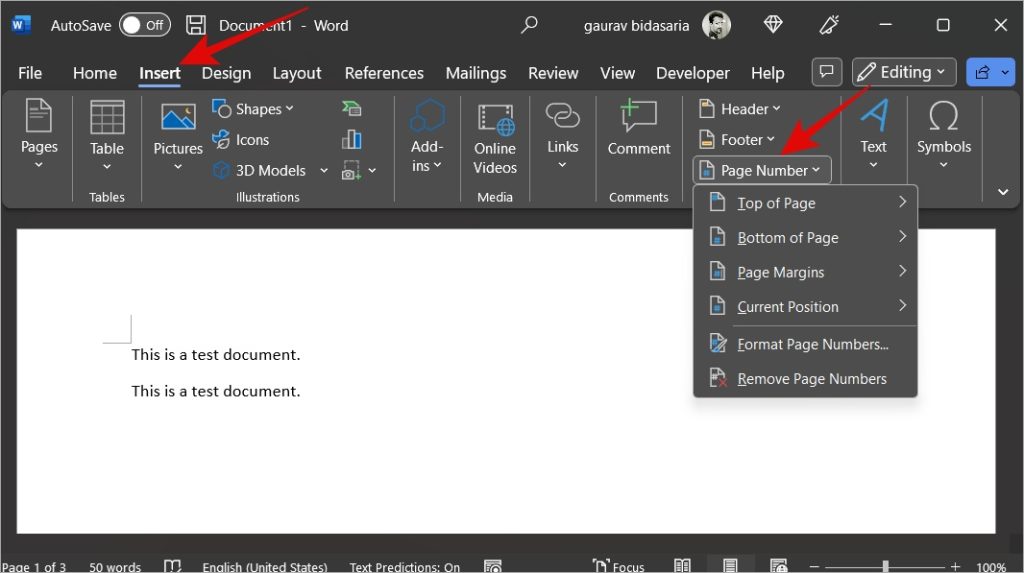 как вставить номер страницы в microsoft word