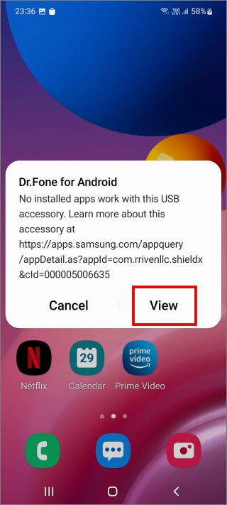 просмотреть ссылку на dr.fone на Android