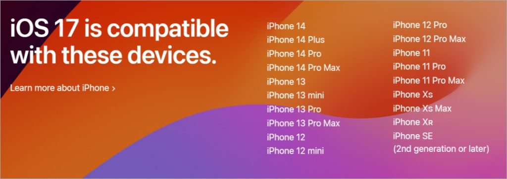 список айфонов, поддерживающих iOS 17