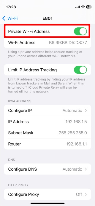 отключить MAC или частный адрес Wi-Fi на iPhone