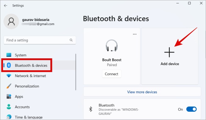 добавить новое устройство Bluetooth в настройках Windows 11