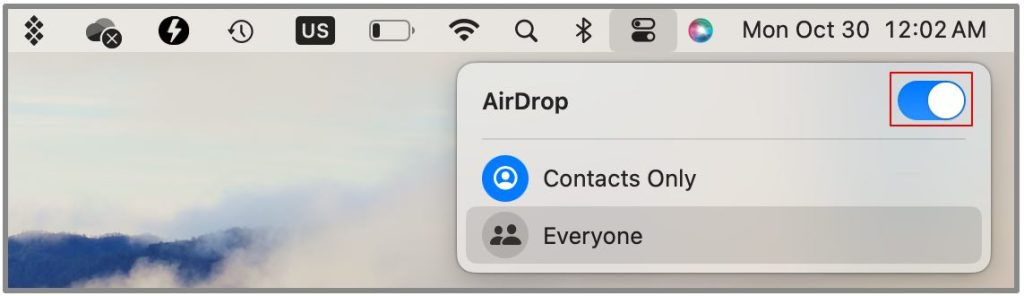 Включите AirDrop на Mac