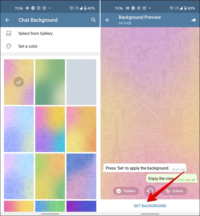 Telegram Установить Фон Чата Android