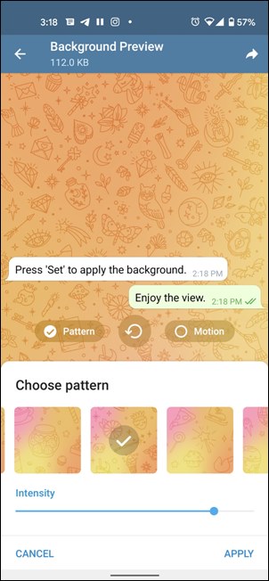 Изменение фона Telegram