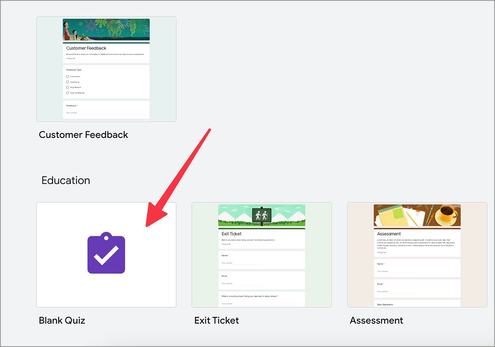 пустой тест в Google Forms