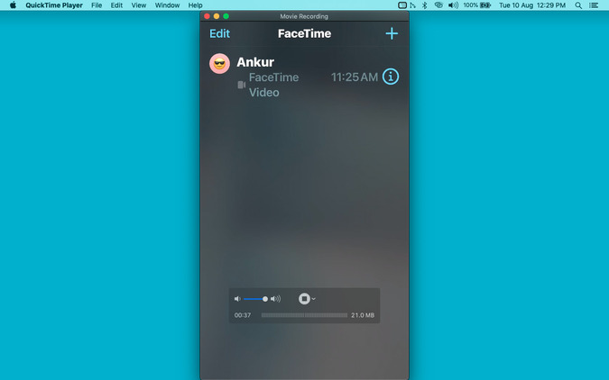 Совершите вызов FaceTime на iPhone, который записывает на Mac