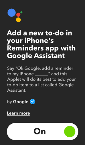 Апплеты IFTTT для Google Home — напоминание iphone