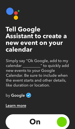 Апплеты IFTTT для Google Home — событие в календарь