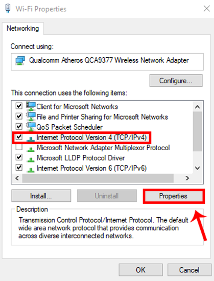 Свойства ipv4 в свойствах Wi-Fi