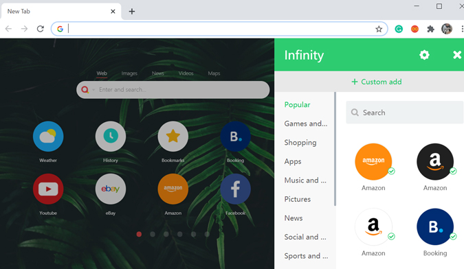 Расширение Infinity New Tab для Chrome