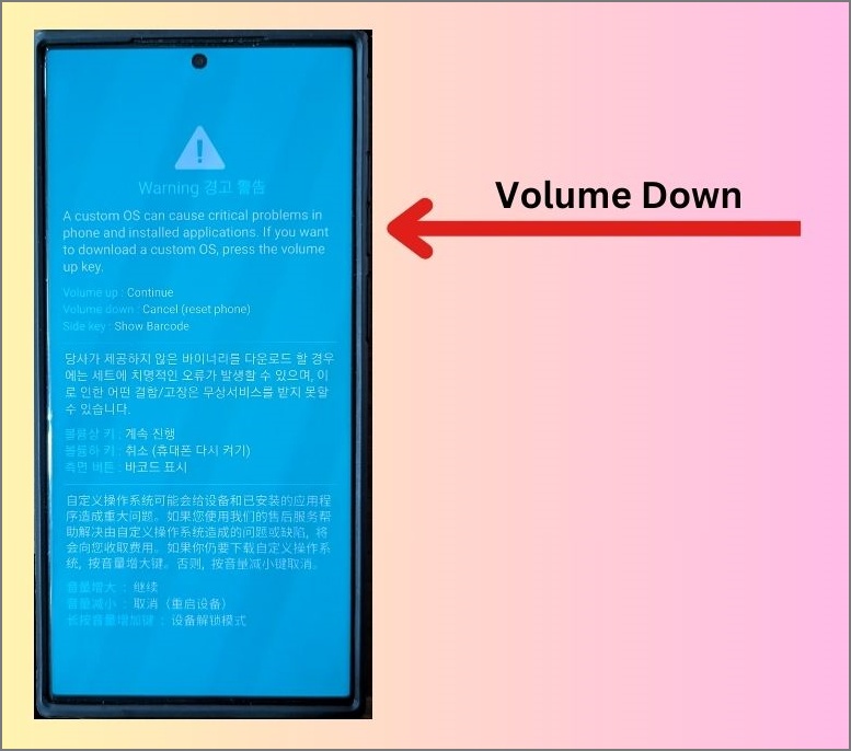 выход из начального экрана в режиме загрузки на телефонах Samsung Galaxy