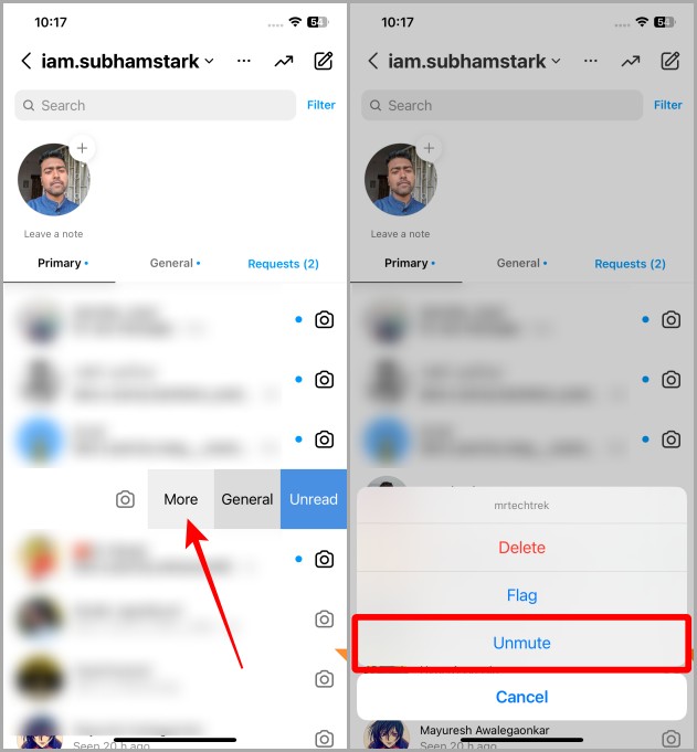 Instagram DM Дополнительные параметры iOS