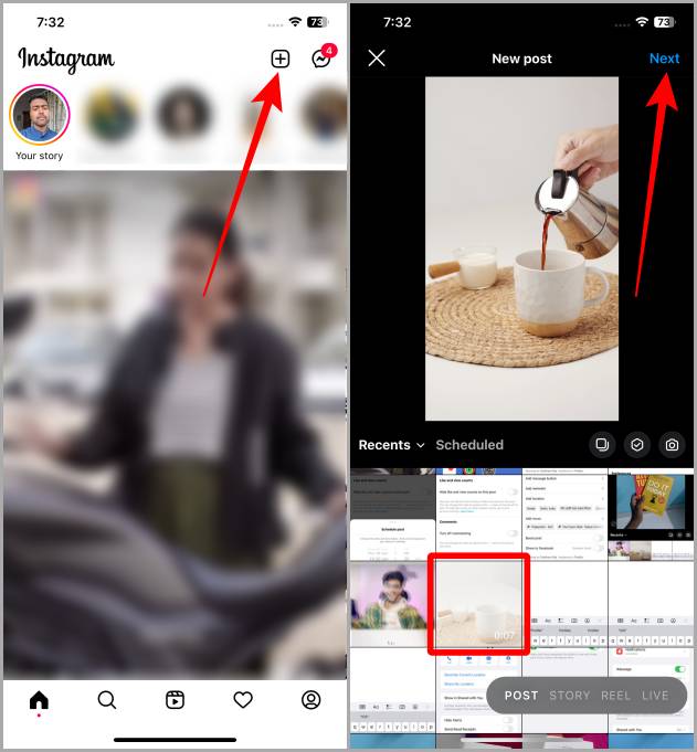 Главная страница Instagram iOS