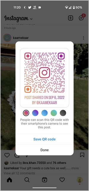 Instagram Mobile Другое Сообщение QR-код Сохранить