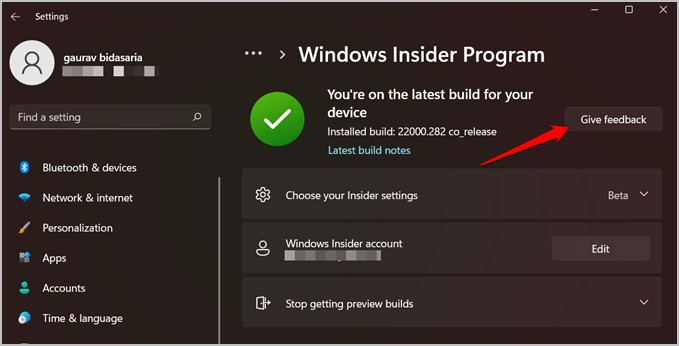 опция программы Windows Insider в Windows 11