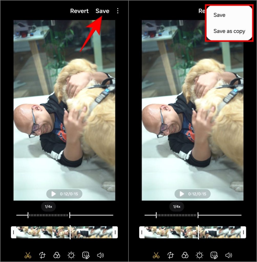 Сохранение мгновенного замедленного видео в приложении Samsung Gallery на Galaxy S24 Plus