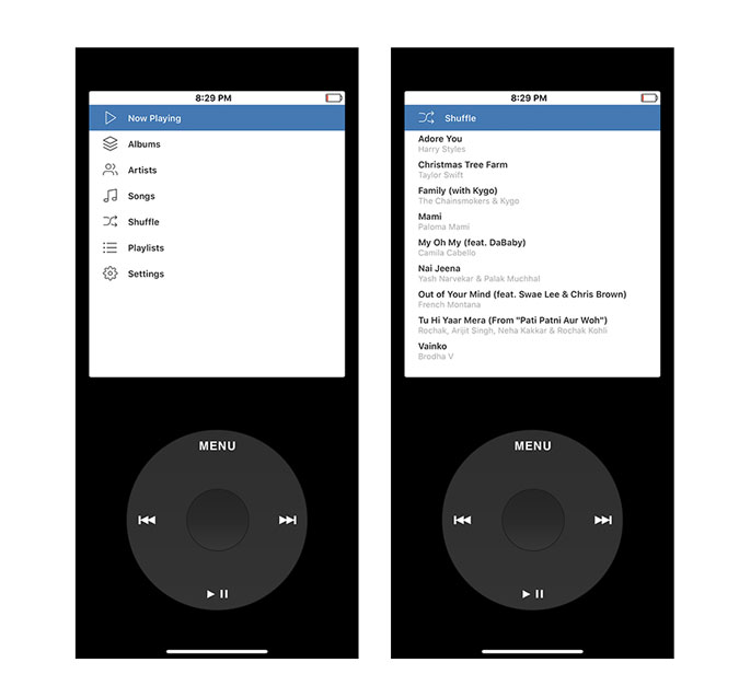 Музыкальное приложение для iPod с перемоткой назад