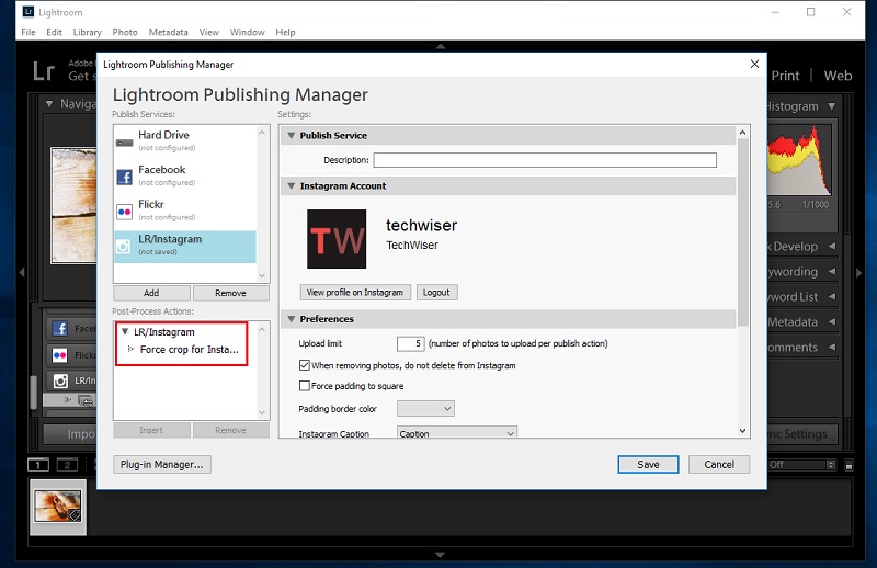 Публикация в Instagram с компьютера с помощью lr-instagram-plugin