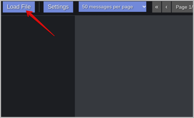 Загрузка файла в средство просмотра Discord Chat Exporter
