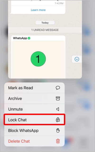 Блокировка чатов на WhatsApp iPhone