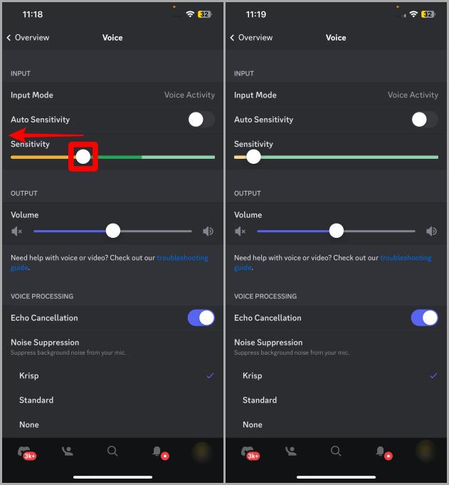 Пониженная чувствительность голосового ввода на Discord Mobile