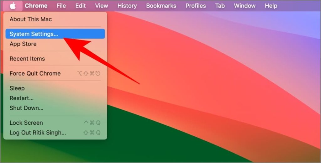Системные настройки в строке меню Apple на Mac