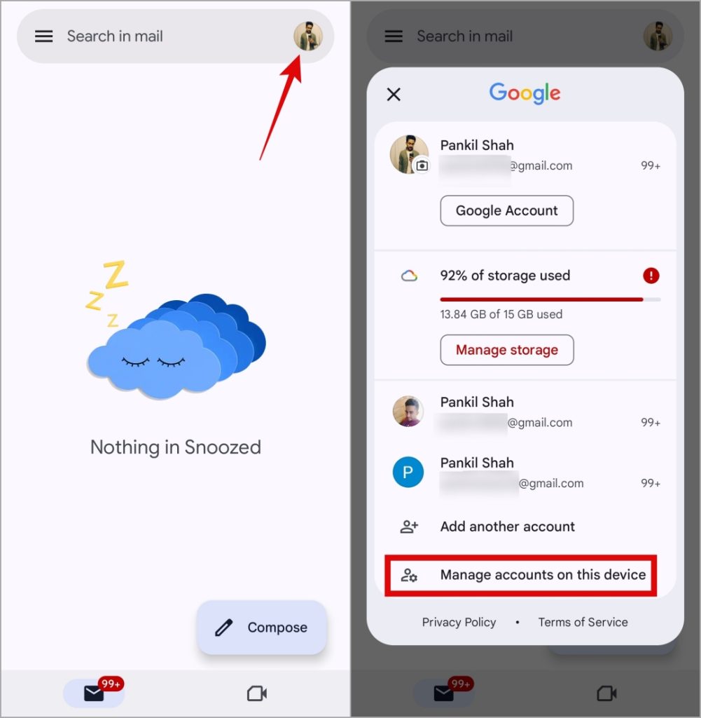 Управление учетными записями Gmail на Android