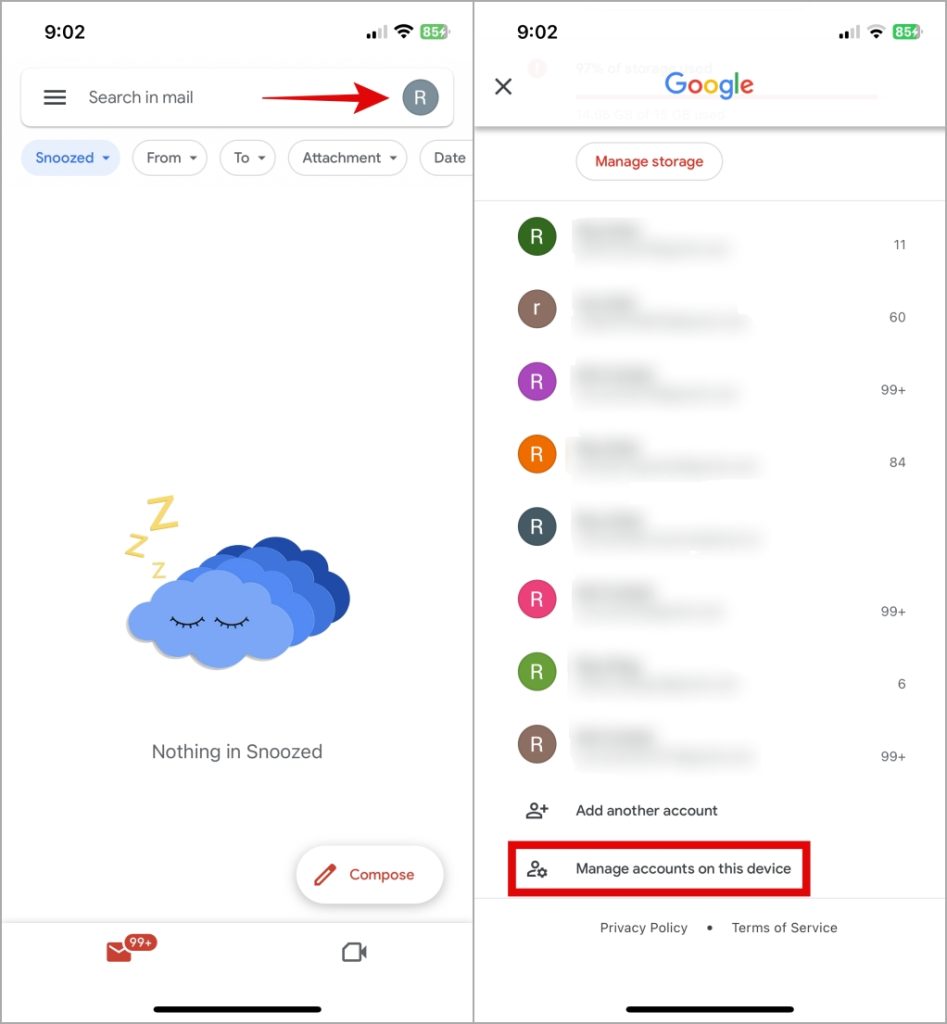 Управление учетными записями Gmail на iPhone