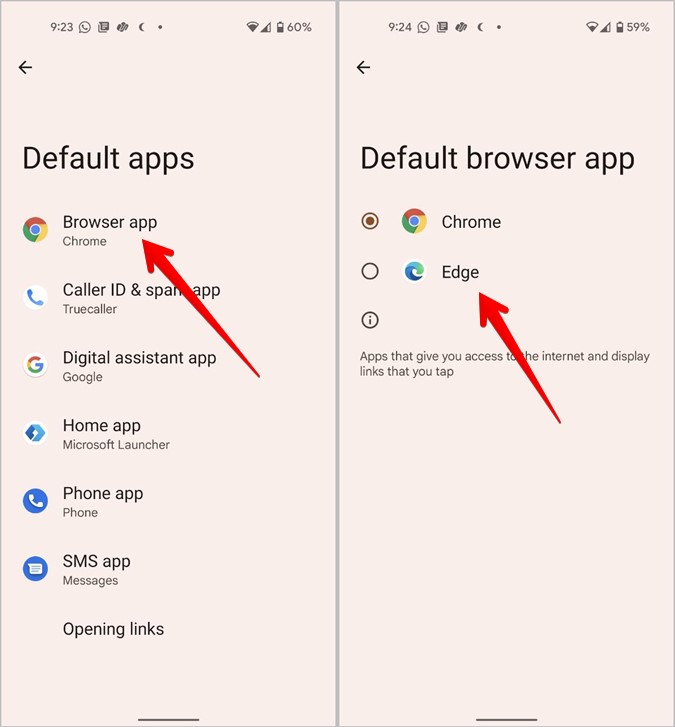 Браузер Microsoft Edge по умолчанию для Android Выбор