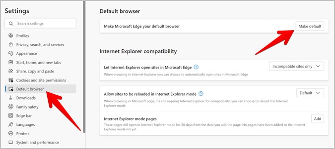 Браузер Microsoft Edge по умолчанию Windows Make