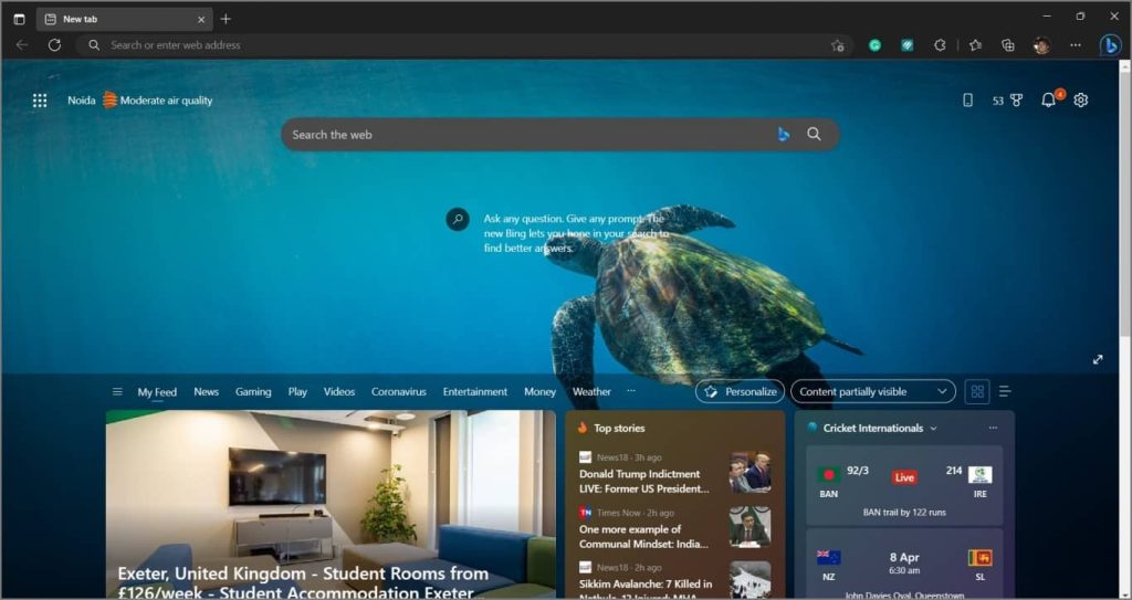 Пользовательский интерфейс Microsoft Edge