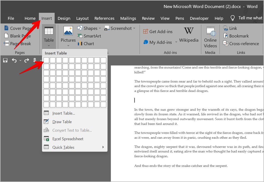 Таблица Microsoft Word Добавить