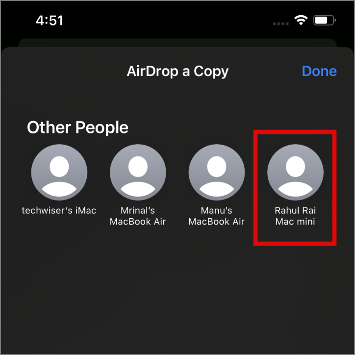 Новое имя AirDrop на Mac