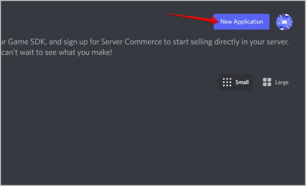 Новое приложение на портале разработчиков Discord