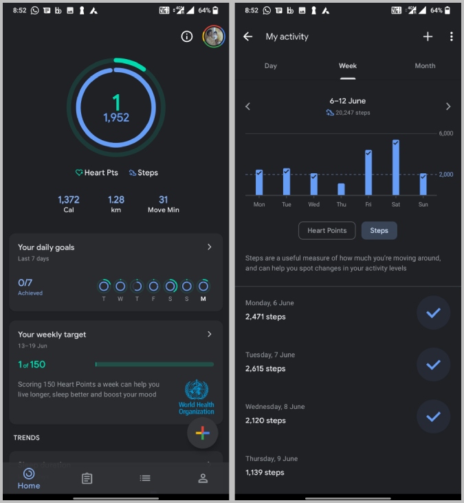 Проверка данных Fitbit в Google Fit