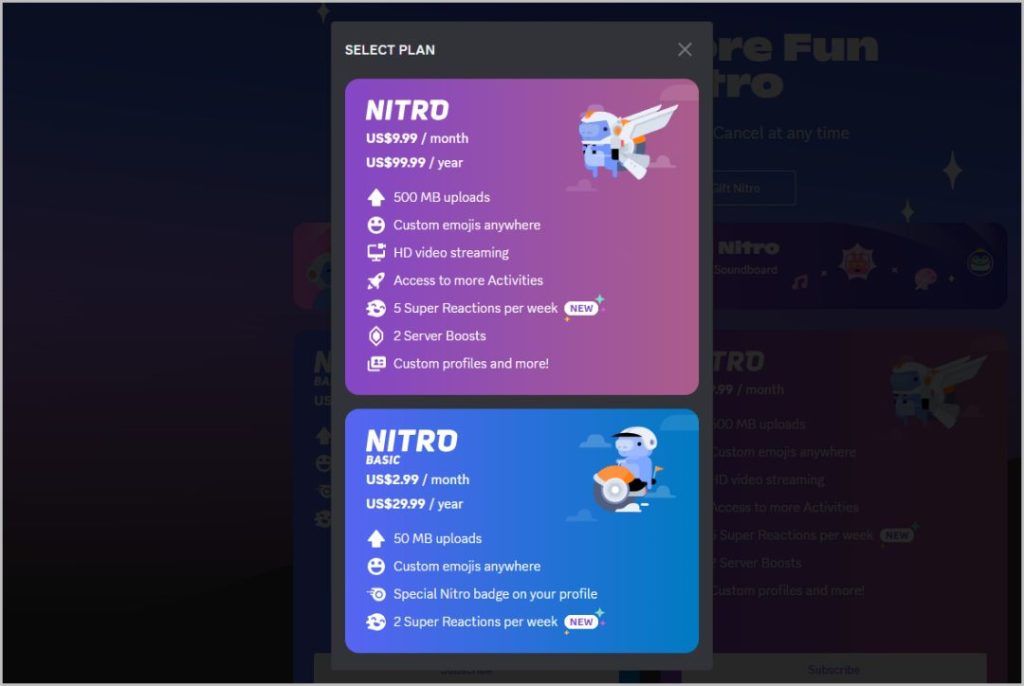 Nitro и Nitro Basic в приложении Discord