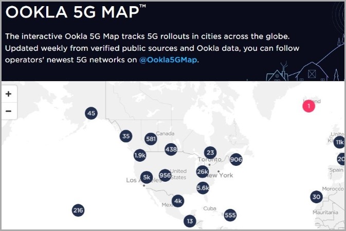 Карта покрытия Ookla 5G