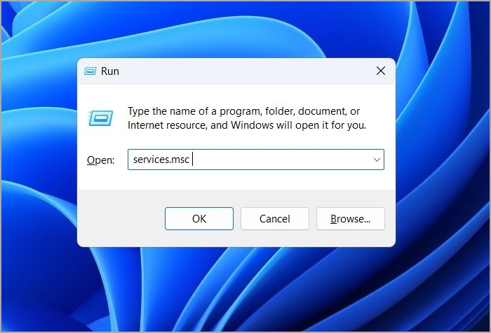 Откройте приложение «Службы» в Windows 11.