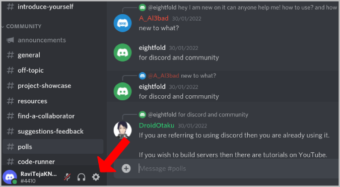 Настройки пользователя Discord