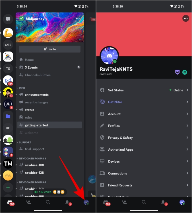 Открытие просмотра профиля в Discord