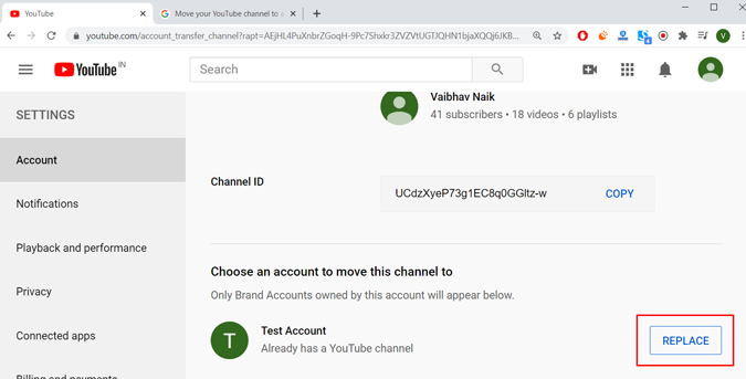 Заменить аккаунт бренда в ютубе