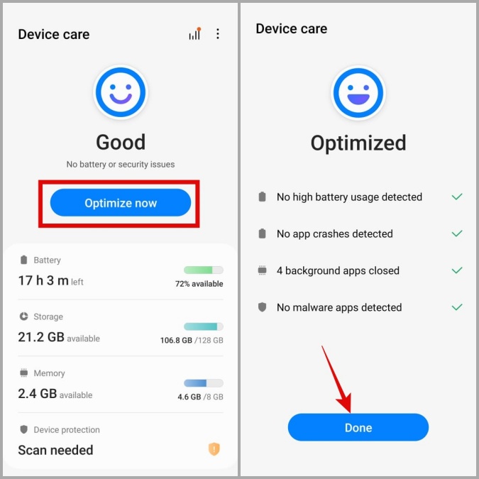 Оптимизируйте свой телефон Samsung с помощью Device Care